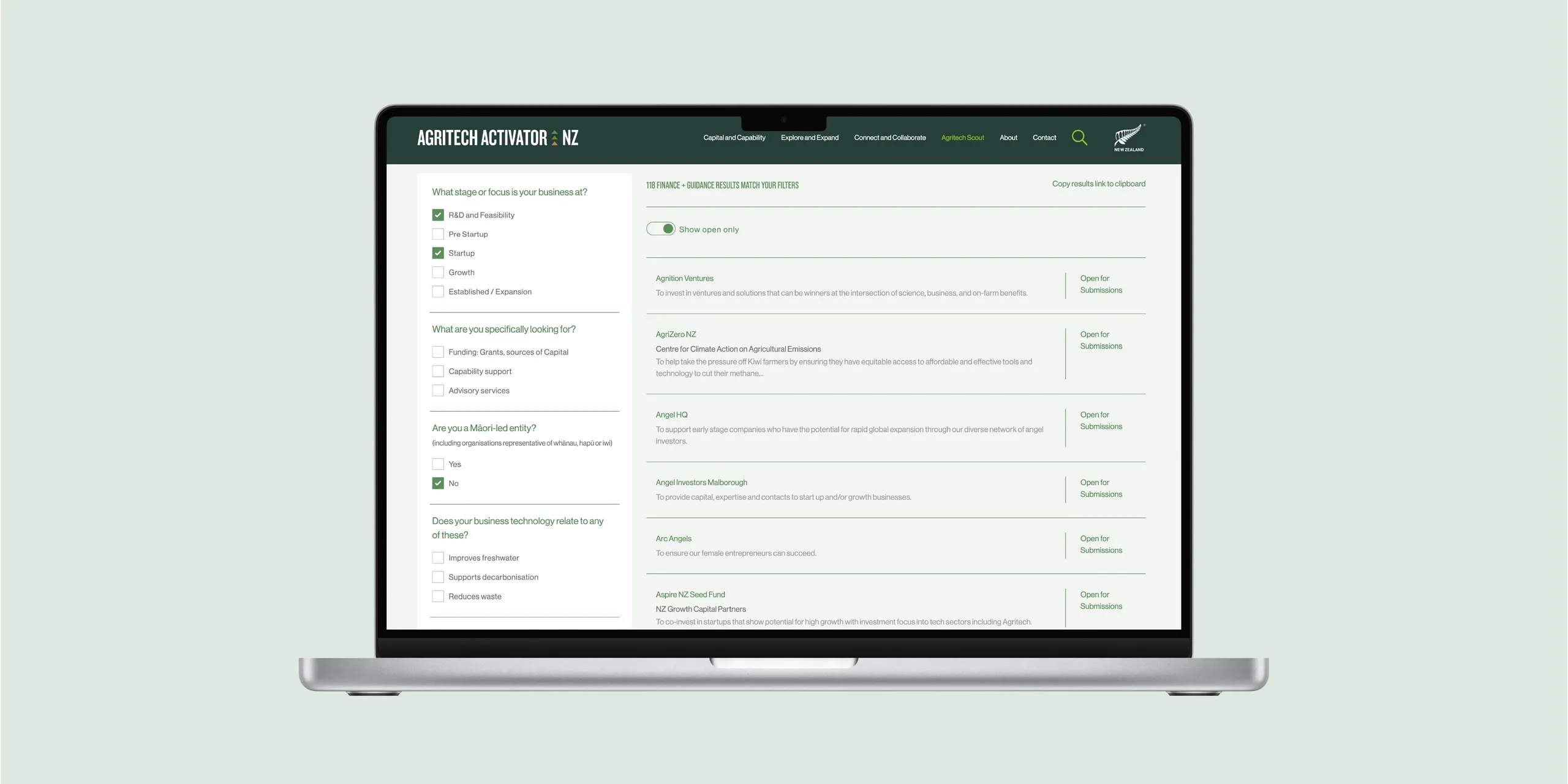 Agritech Activator website