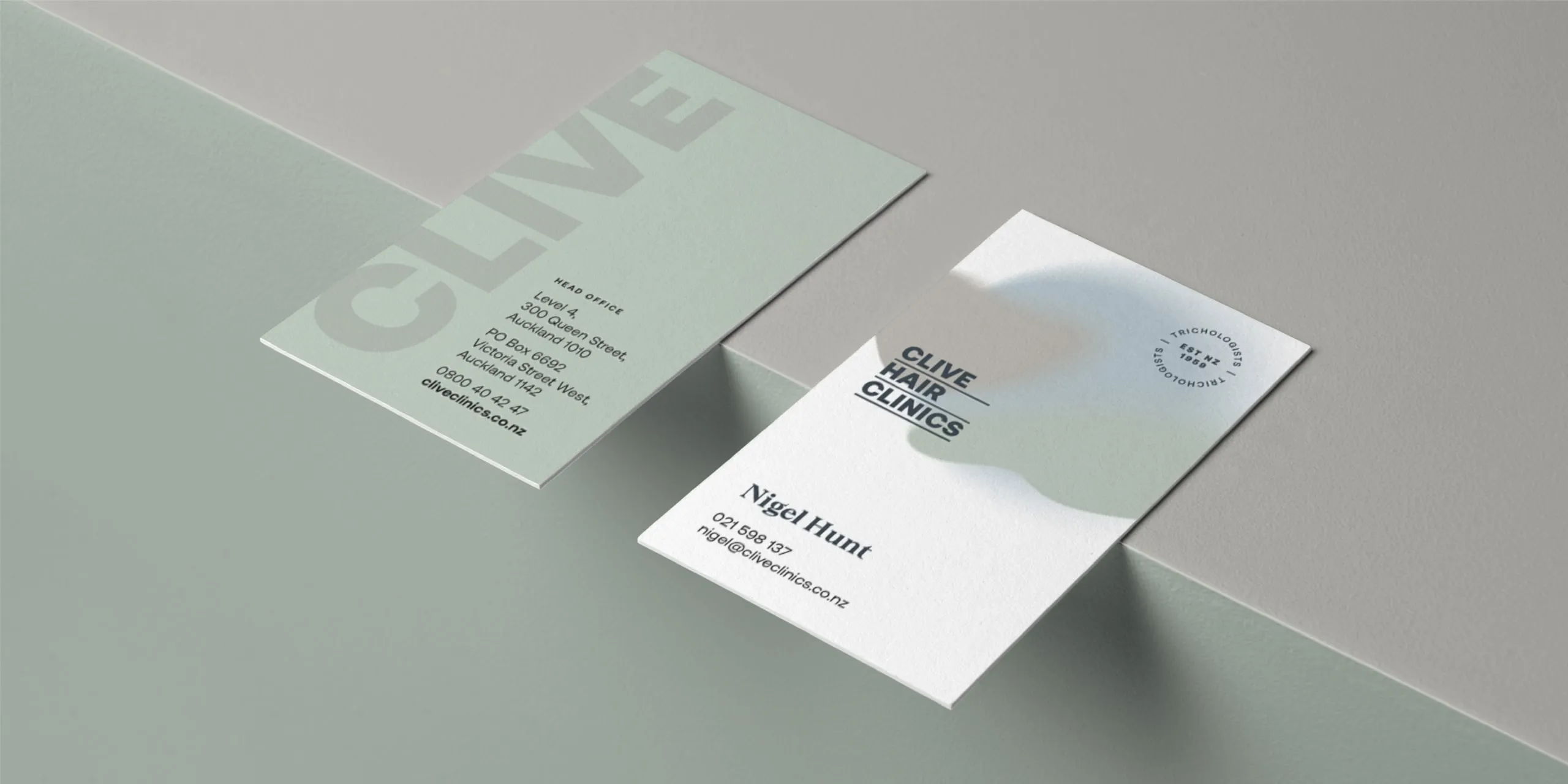 Clive Hair Clinics business cards
