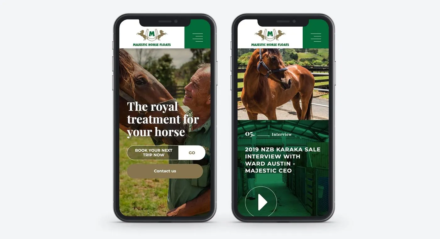Majestic Floats website on mobile