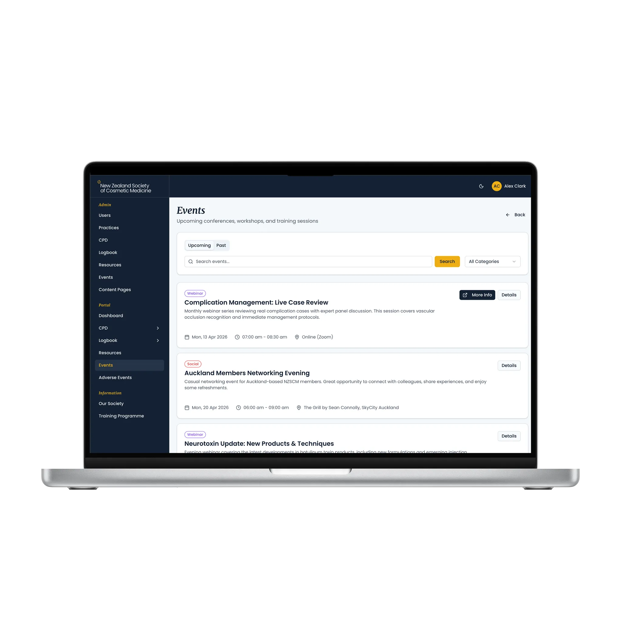 NZSCM member portal custom web-app build