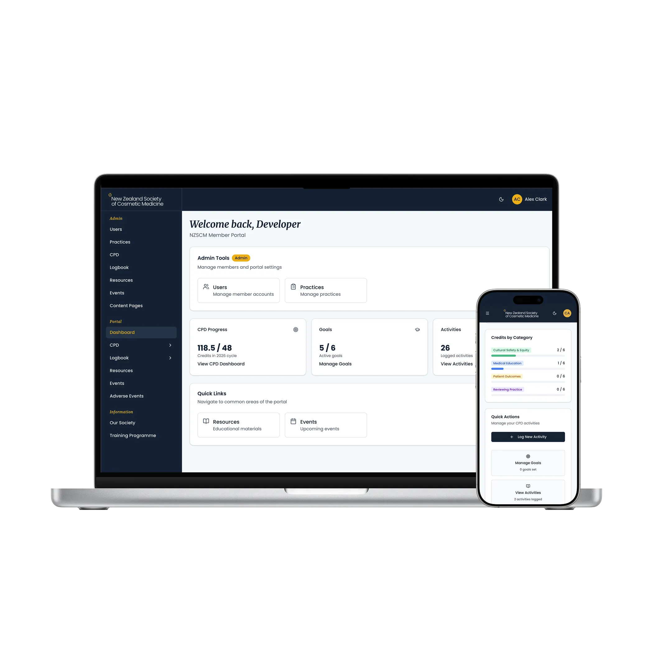 NZSCM member portal custom web-app build