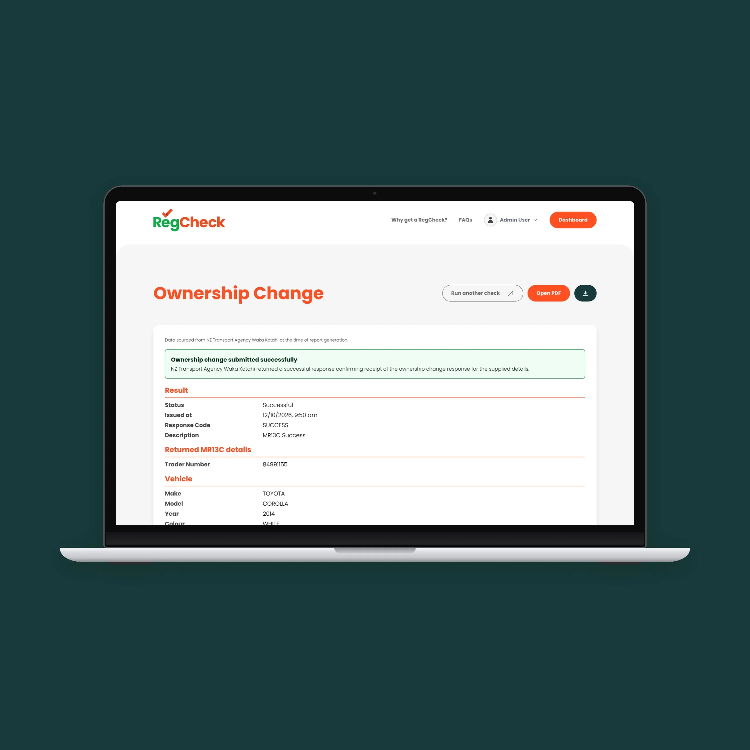A successful MR13C ownership change result from NZ Transport Agency Waka Kotahi