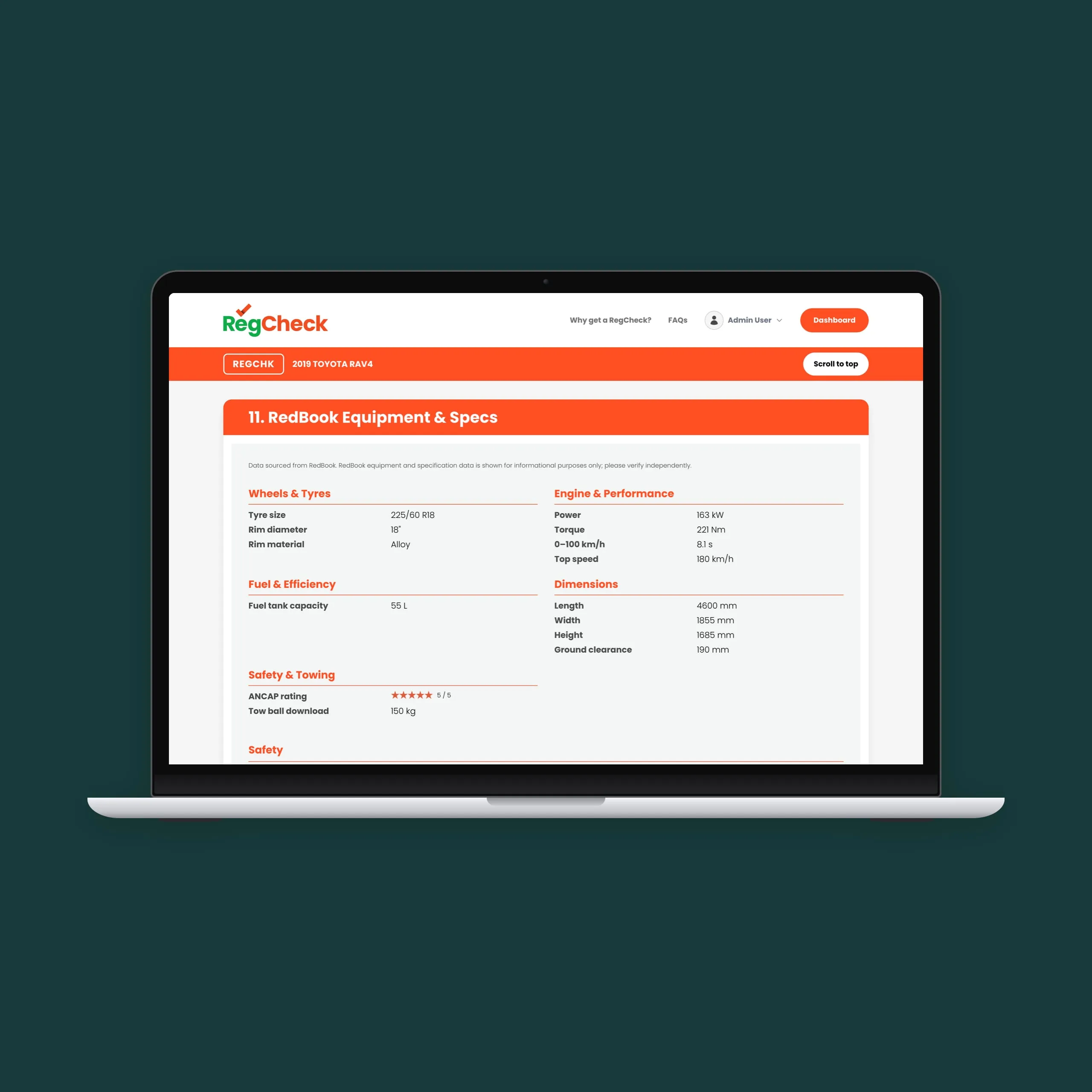 RedBook equipment and specifications in a RegCheck report