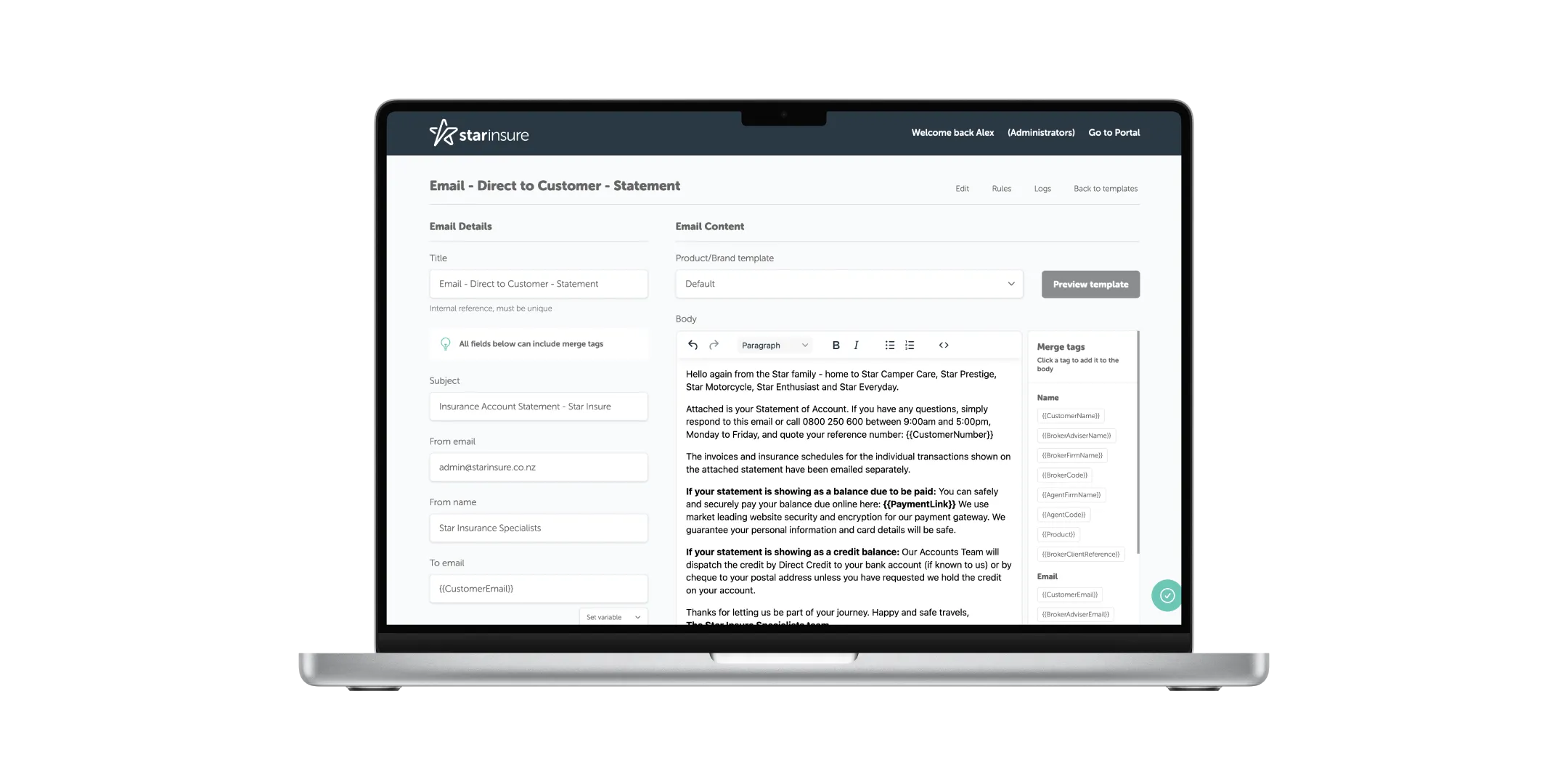 Star Insure web development